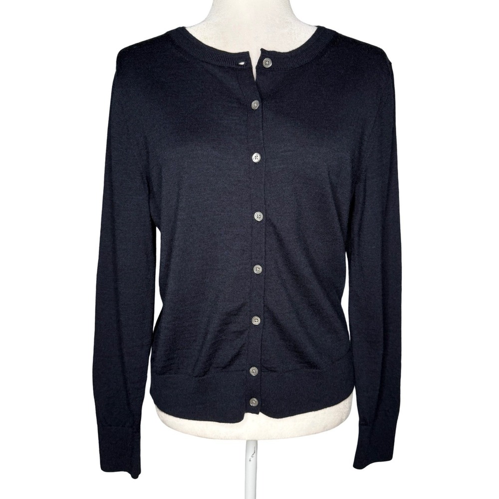 Banana Republic L 100% Merino Wool Extra Fine Lightweight Navy Blue Cardigan